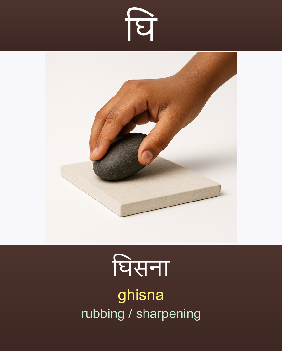 घि — घिसना