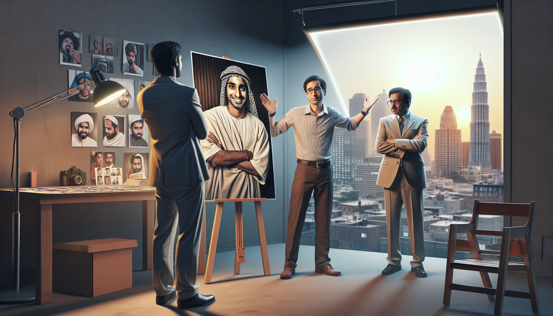 Raju realising his consent mistake with a client poster