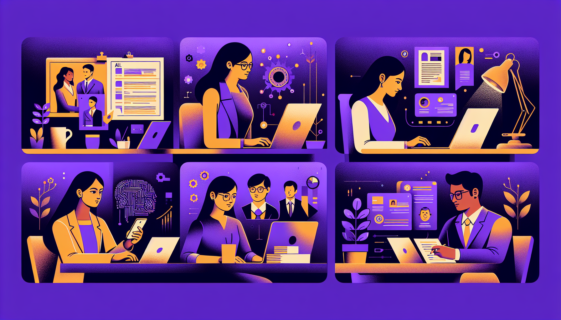 Level 4 Work Smart hero — professionals using AI in workplace and study settings