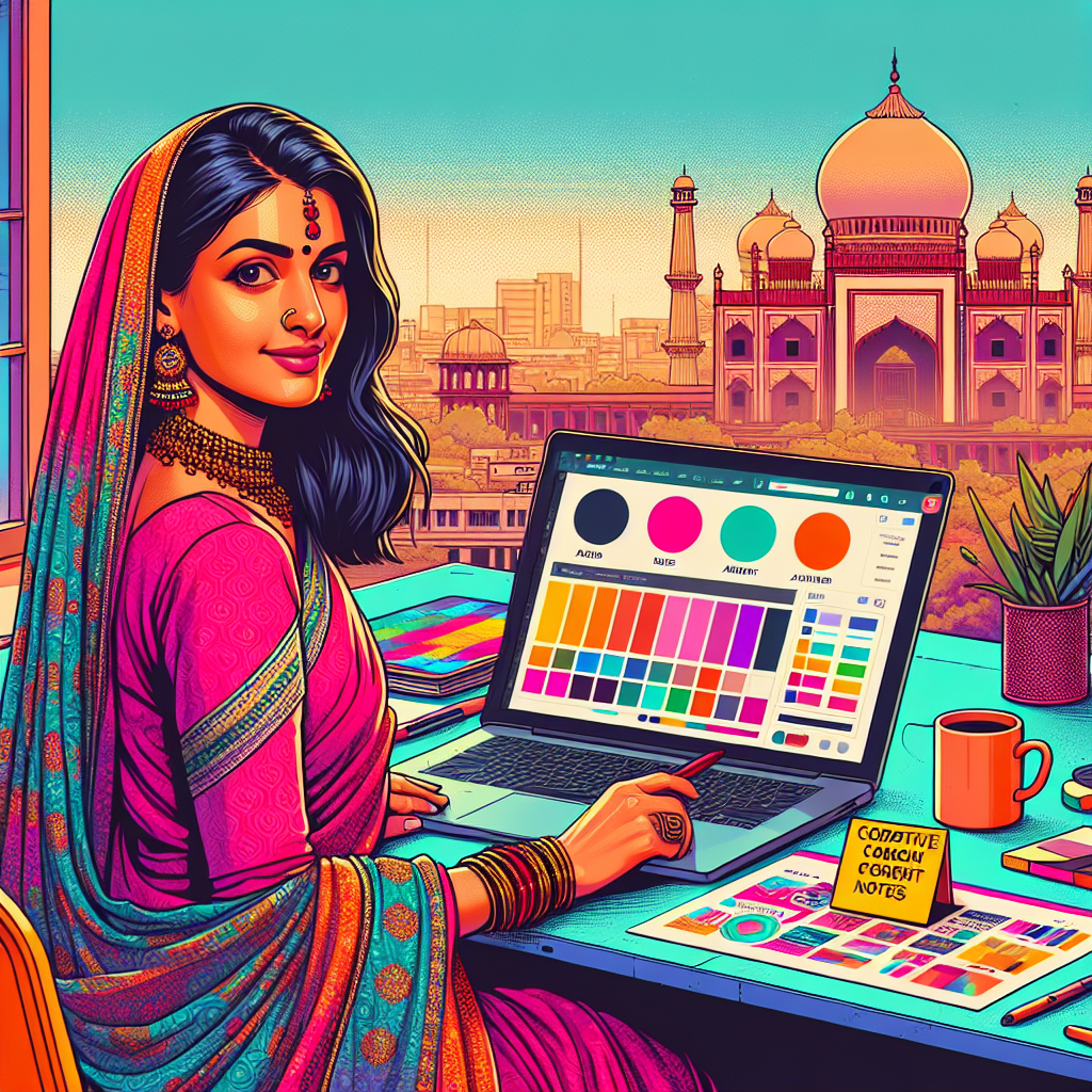 Pooja in Hyderabad using AI-generated copy to build her business poster in Canva