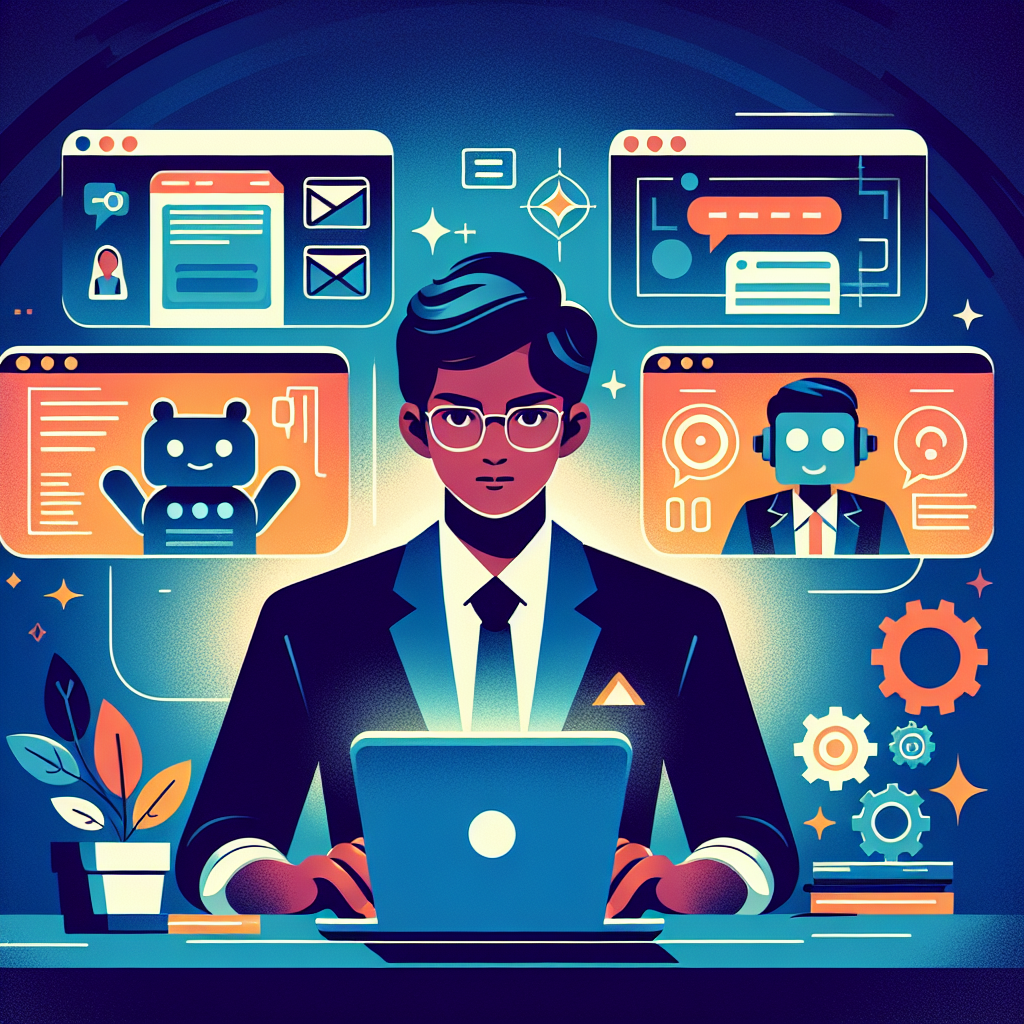 learner building a real project with AI as co-builder — website, chatbot, poster, portfolio visible