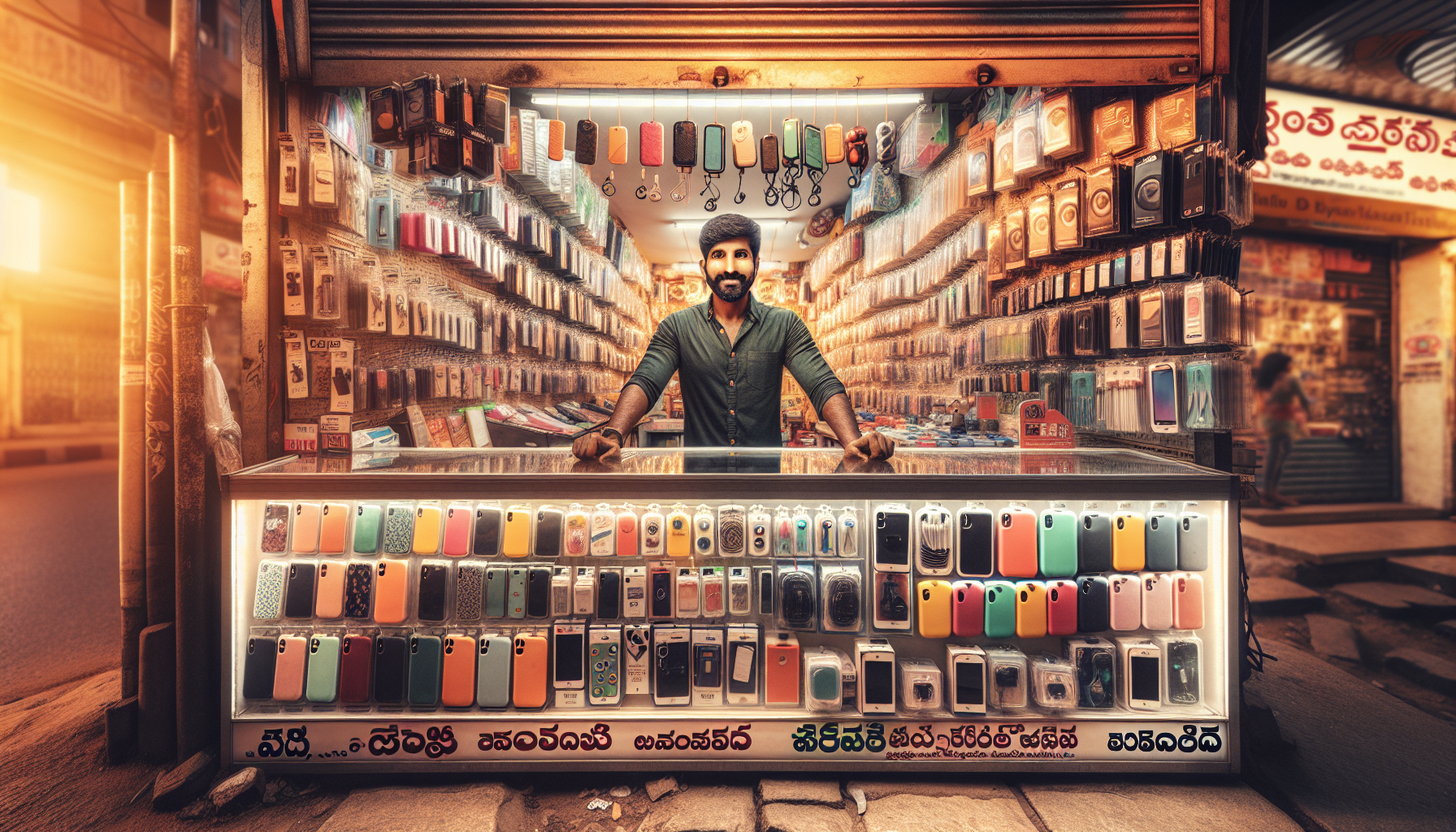 Ravi's mobile accessories shop in Hyderabad