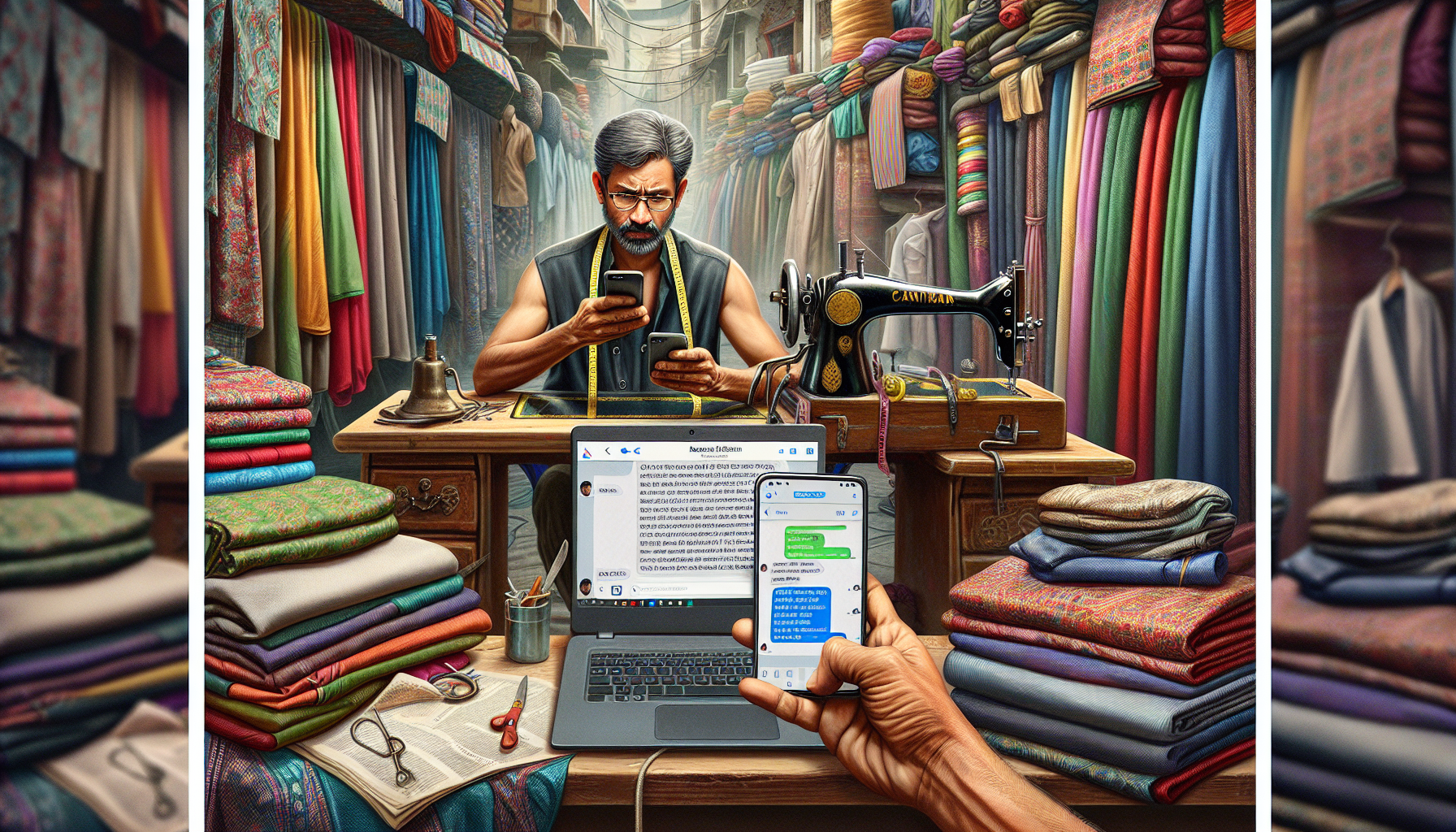 Suresh reading an angry WhatsApp complaint and finding a polite reply via AI
