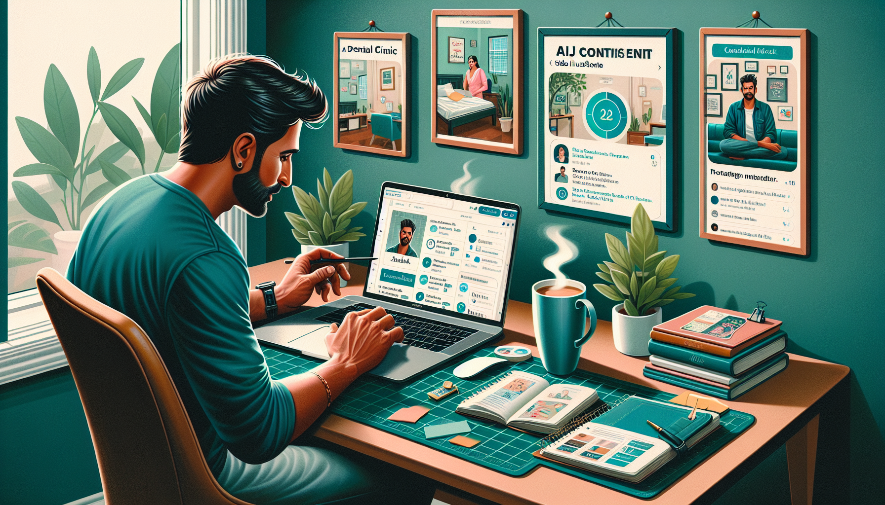 Srinivas managing social media content for three clients using AI
